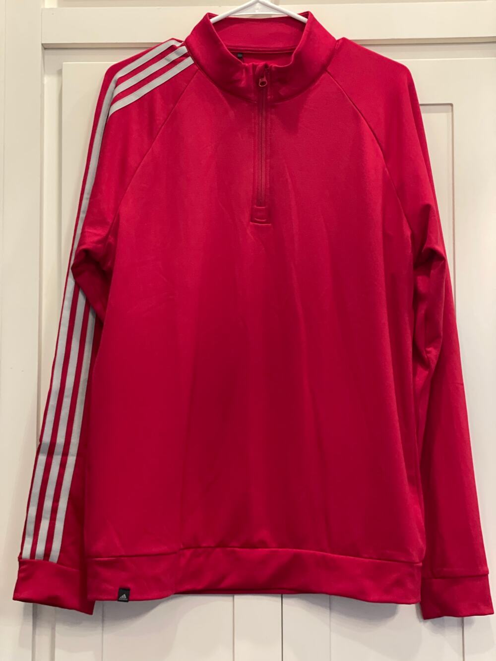 Adidas 3 stripe 1/4 zip Red pullover NWOT